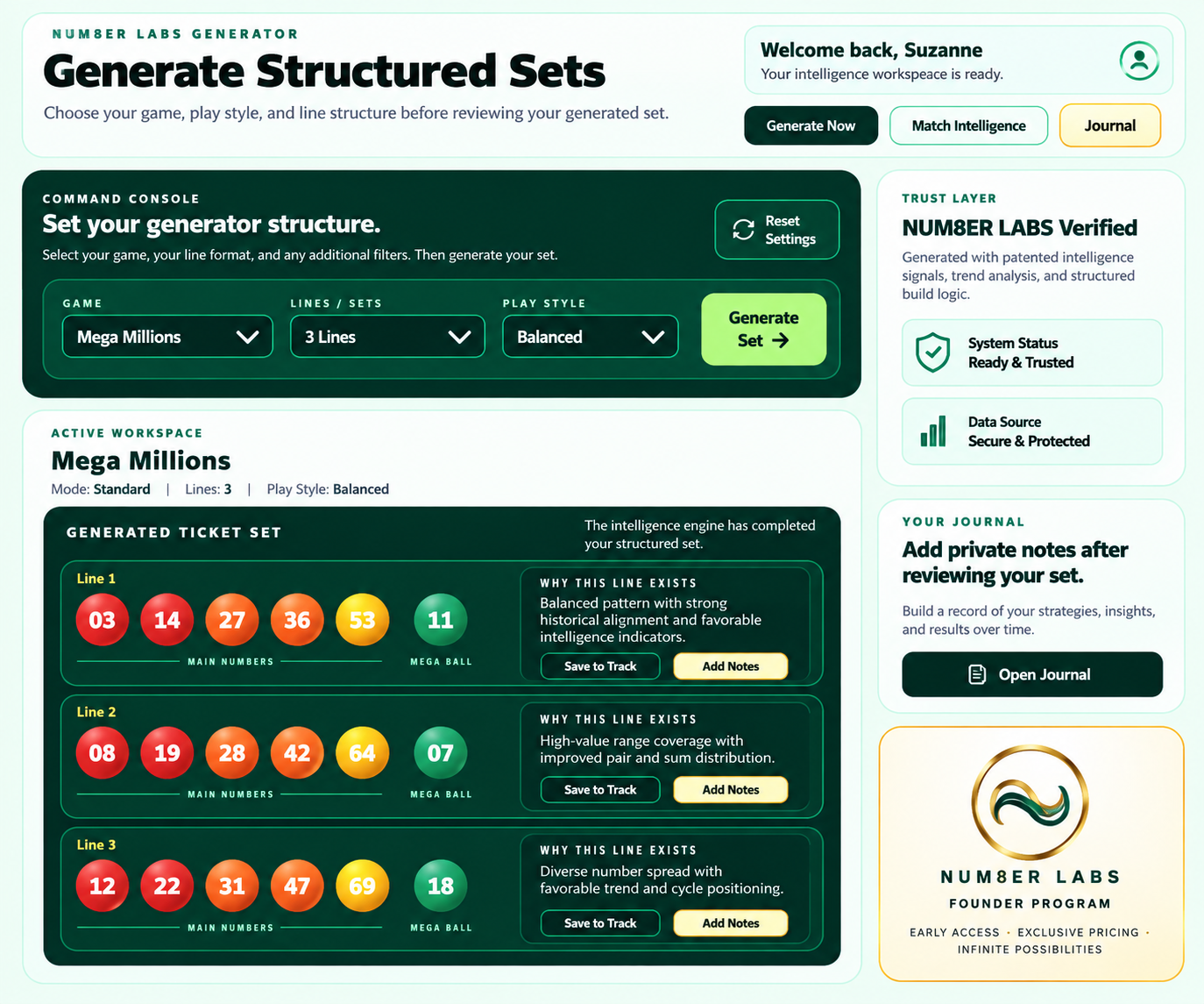 NUM8ER LABS structured Generator interface
